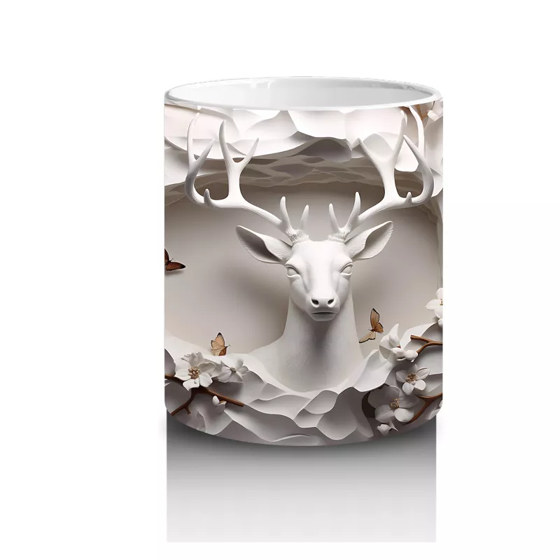 Çatlak Duvar Arasında Bronz Renkli Geyik – Baskılı Kahve Kupası - 3