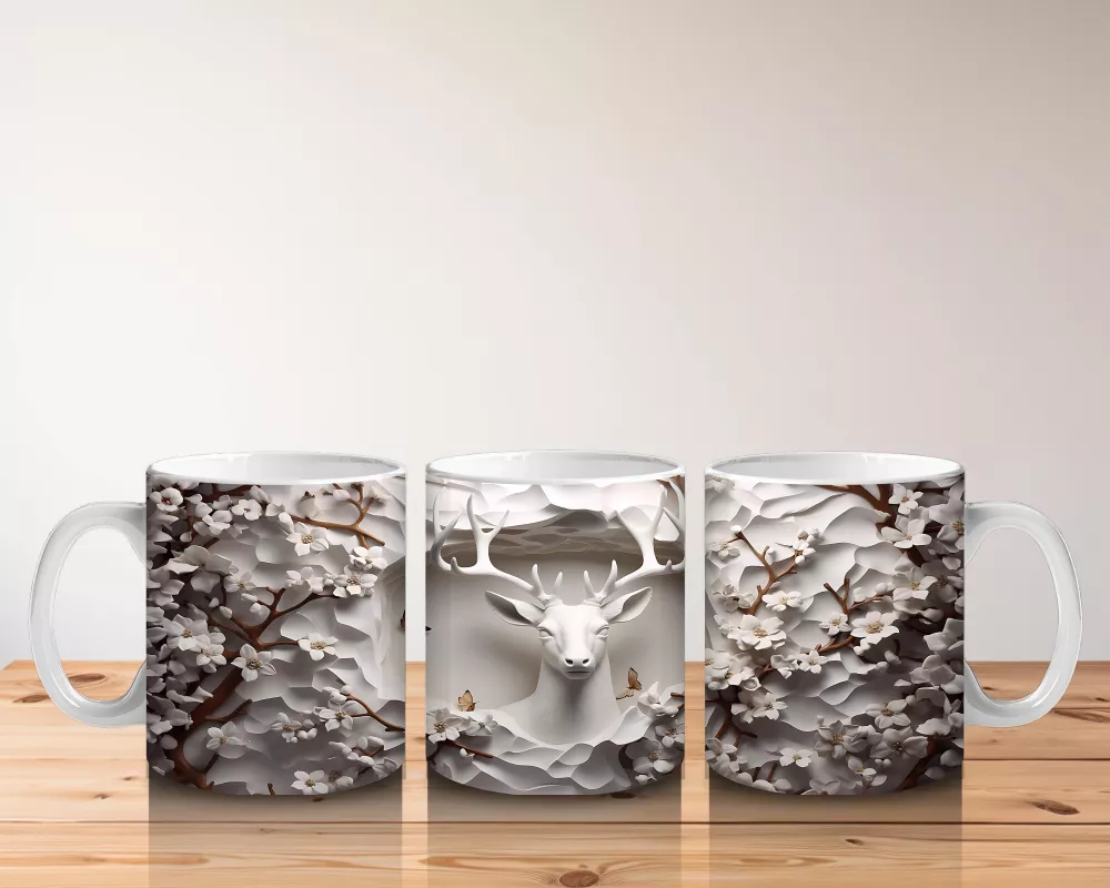 Çatlak Duvar Arasında Bronz Renkli Geyik – Baskılı Kahve Kupası - 5