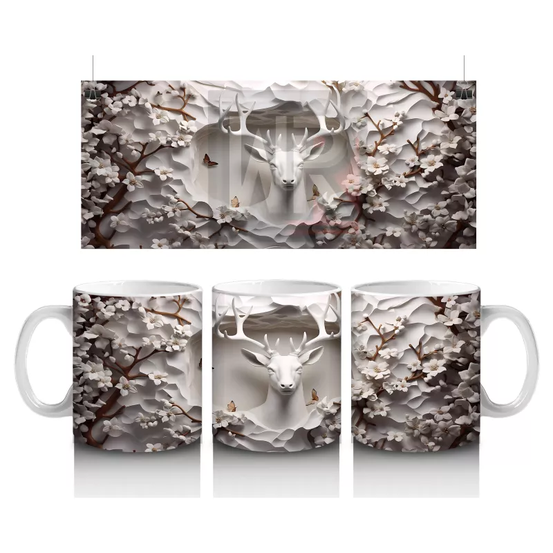 Çatlak Duvar Arasında Bronz Renkli Geyik – Baskılı Kahve Kupası