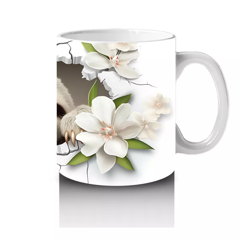 Çatlak Duvar Arasında Gülümseyen Tembel Hayvan – Baskılı Kahve Kupası - 4