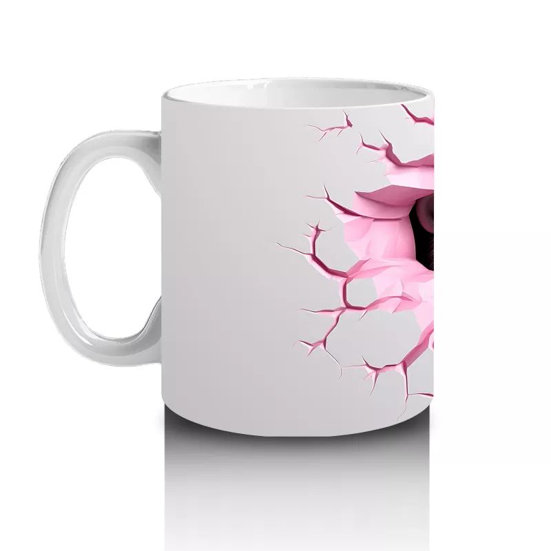 Çatlak Duvar Arasında Gümüş Renkli Goril – Baskılı Kahve Kupası - 2