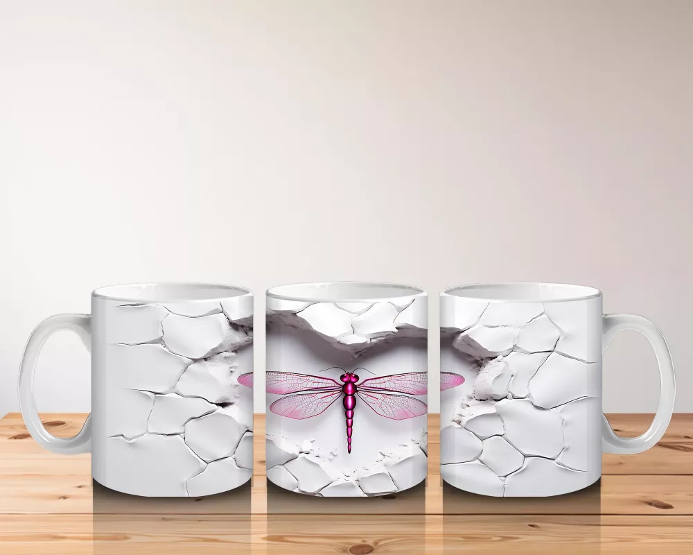 Çatlak Duvar Arasında Mor Kanatlı Yusufçuk – Baskılı Kahve Kupası - 5