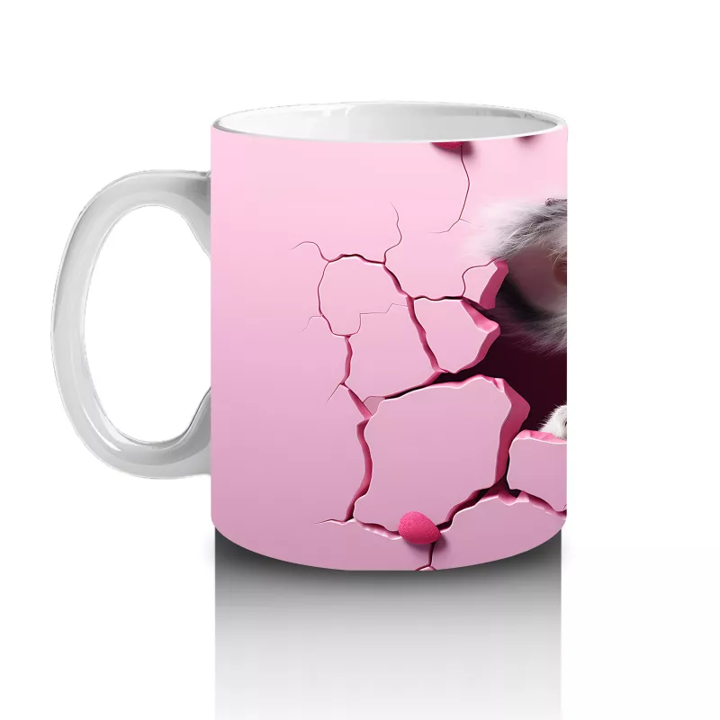 Çatlak Duvar Arasında Pembe Temalı Sevimli Koala - Baskılı kahve kupası - 2