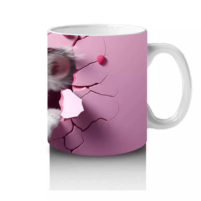 Çatlak Duvar Arasında Pembe Temalı Sevimli Koala - Baskılı kahve kupası - 4