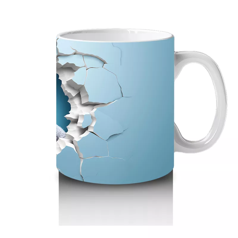 Çatlak Duvar Arasında Penguen Figürü – Baskılı Kahve Kupası - 4