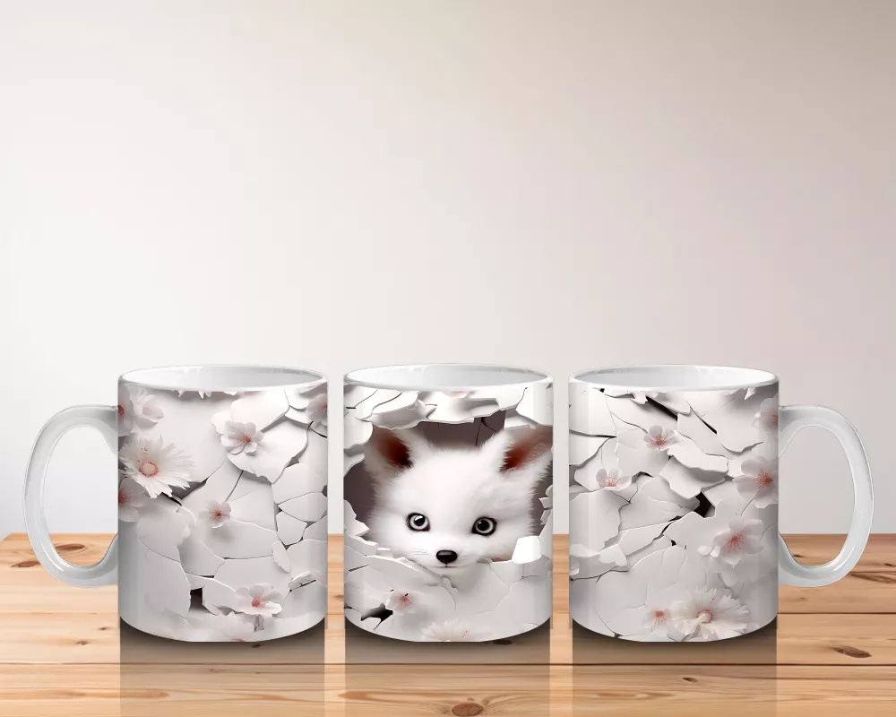 Çatlak Duvar Arasında Sevimli Huski Yavrusu – Baskılı Kahve Kupası - 5