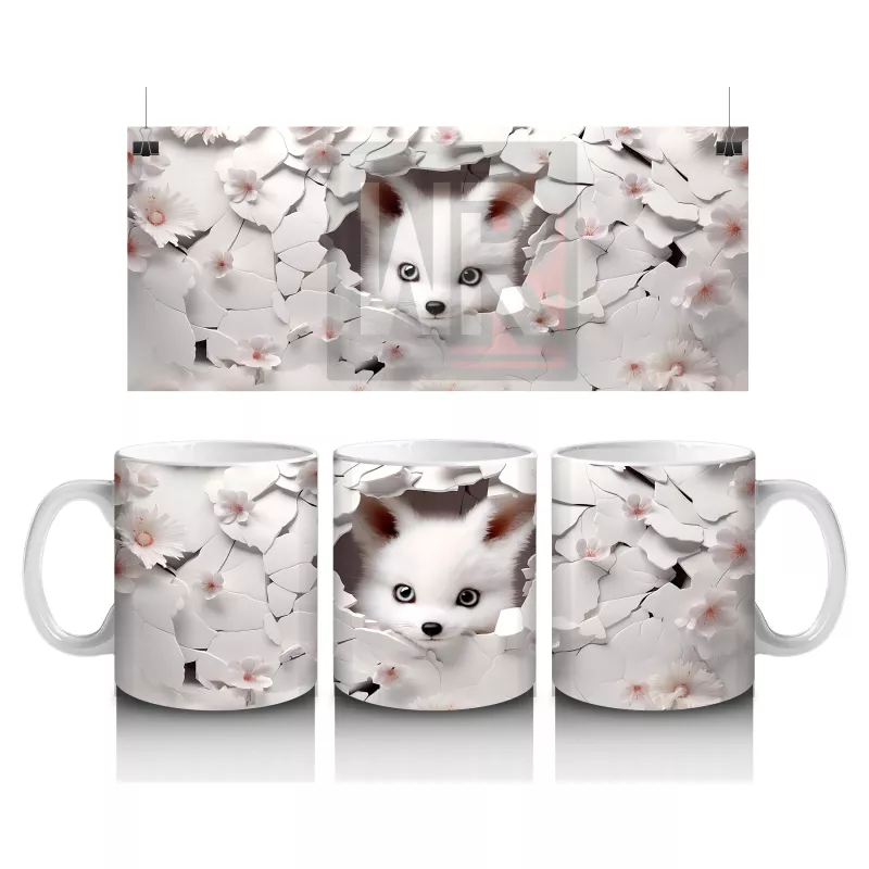 Çatlak Duvar Arasında Sevimli Huski Yavrusu – Baskılı Kahve Kupası