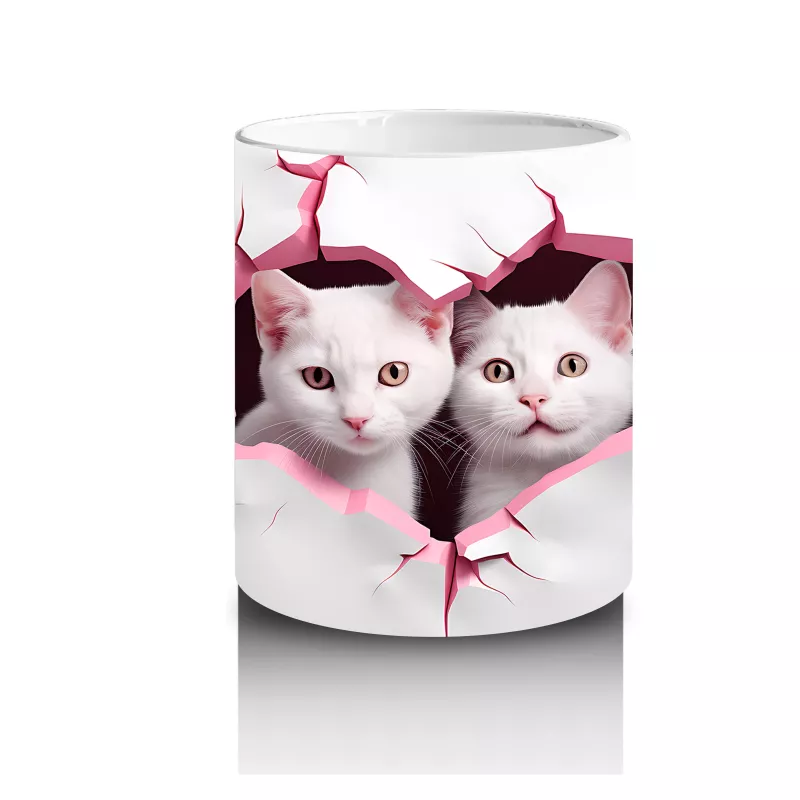 Çatlak Duvar Arasında Sevimli Kedi Kardeşler – Baskılı Kahve Kupası - 3