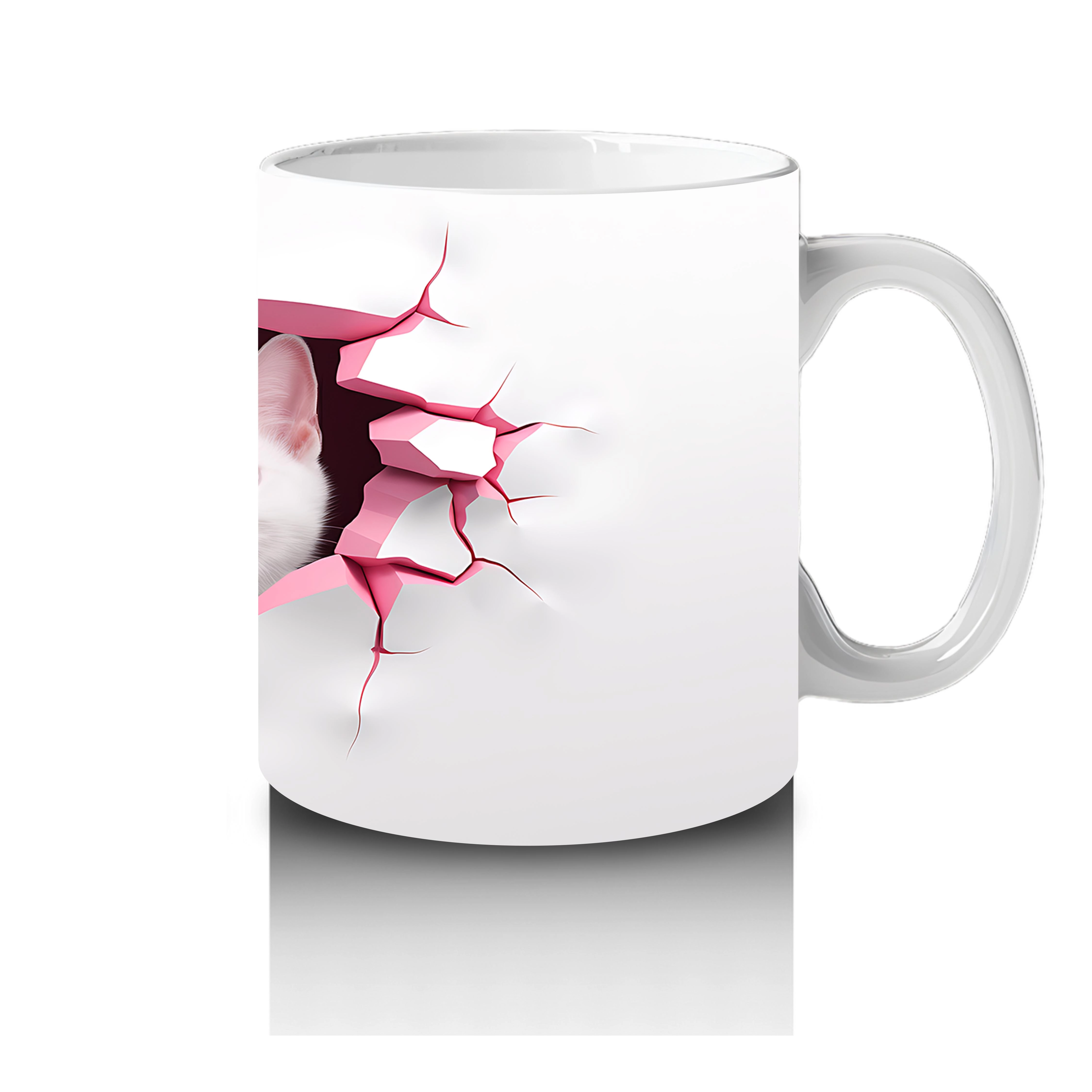 Çatlak Duvar Arasında Sevimli Kedi Kardeşler – Baskılı Kahve Kupası - 4