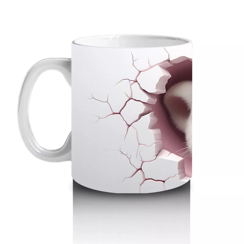 Çatlak Duvar Arasında Sevimli Köpek – Baskılı Kahve Kupası - 2