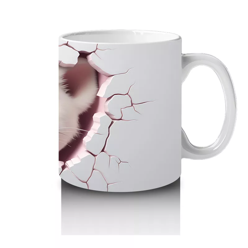 Çatlak Duvar Arasında Sevimli Köpek – Baskılı Kahve Kupası - 4