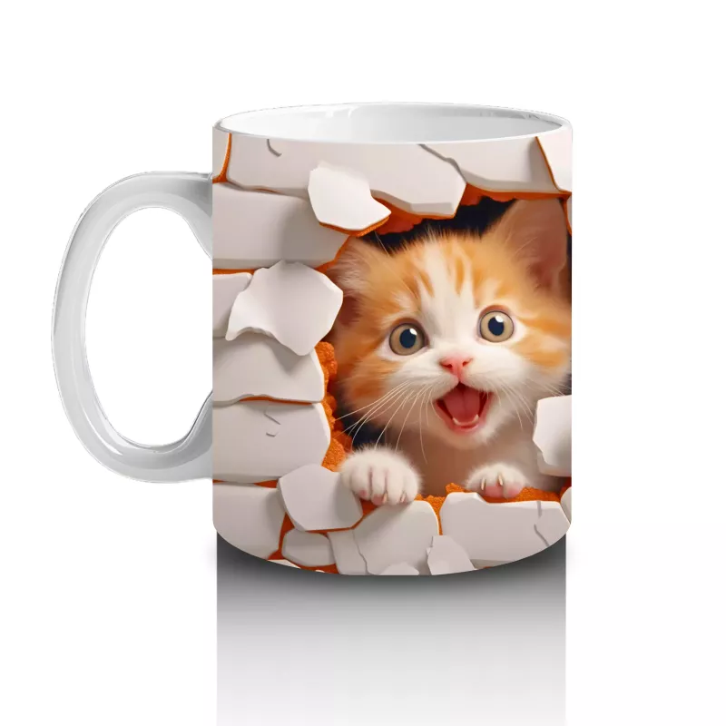 Çatlak Duvar Arasında Sevimli Yavru Kediler – Baskılı Kahve Kupası - 2