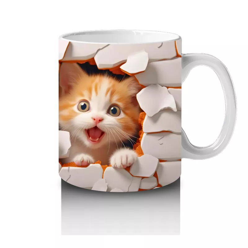 Çatlak Duvar Arasında Sevimli Yavru Kediler – Baskılı Kahve Kupası - 4