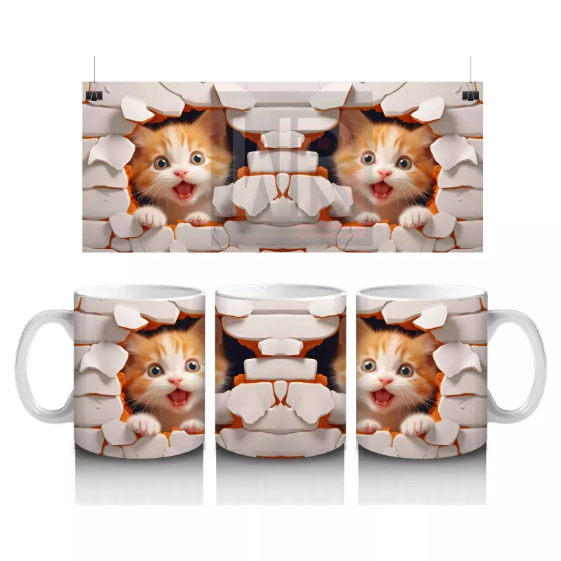 Çatlak Duvar Arasında Sevimli Yavru Kediler – Baskılı Kahve Kupası