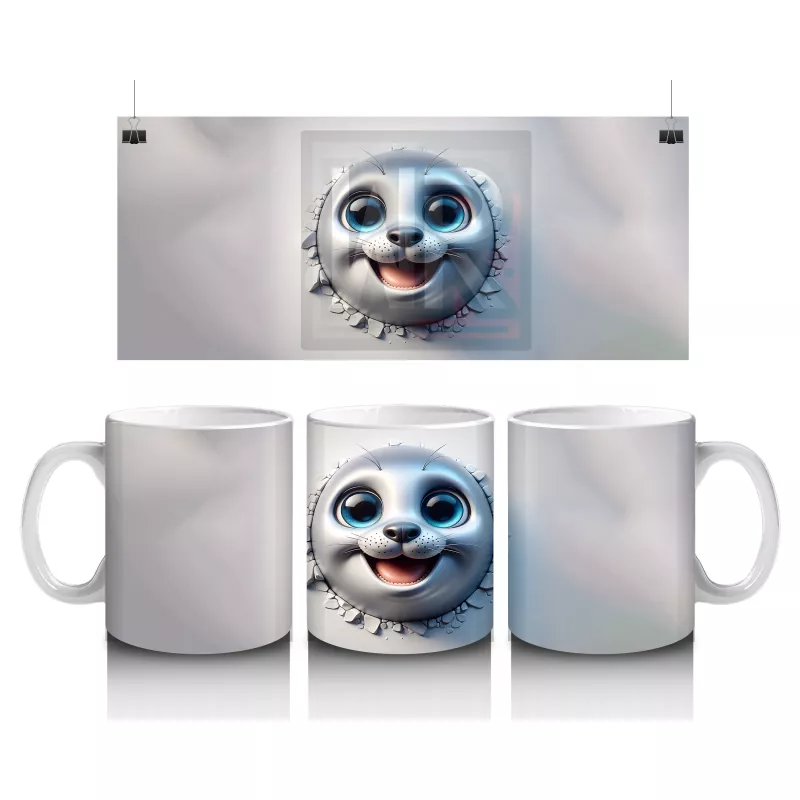 Çatlak Duvar Arasında Sevimli Yavru Kutup Tilkisi - Baskılı kahve kupası