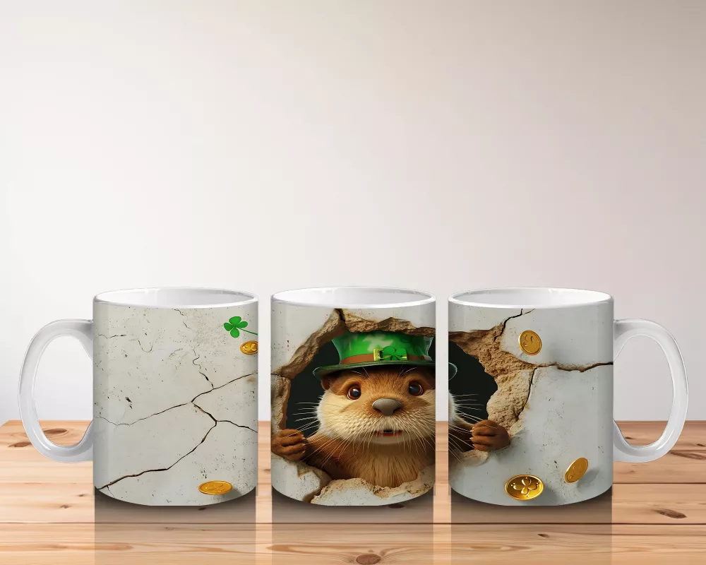 Çatlak Duvar Arasında St. Patrick’s Temalı Köstebek - Baskılı kahve kupası - 5