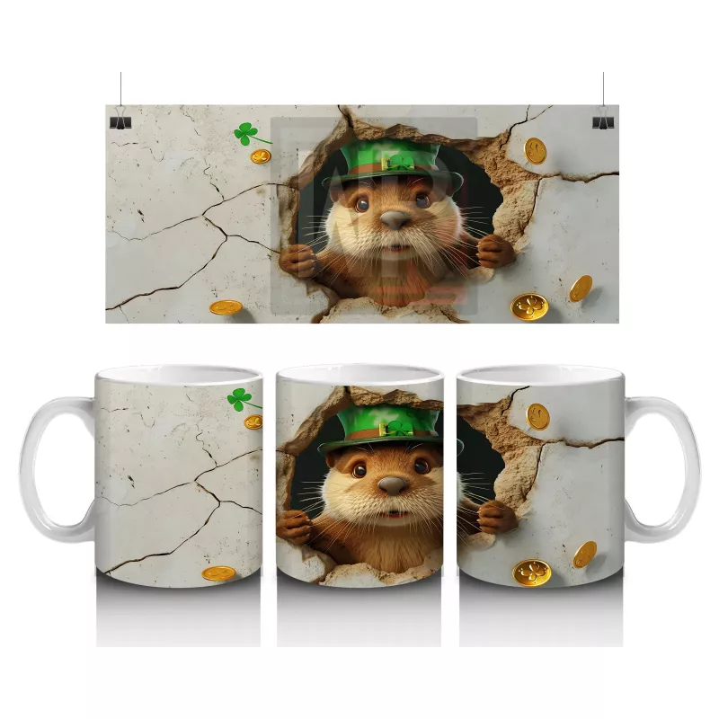 Çatlak Duvar Arasında St. Patrick’s Temalı Köstebek - Baskılı kahve kupası