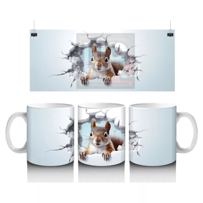 Çatlak Duvar Arasında Yavru Sincap – Baskılı Kahve Kupası