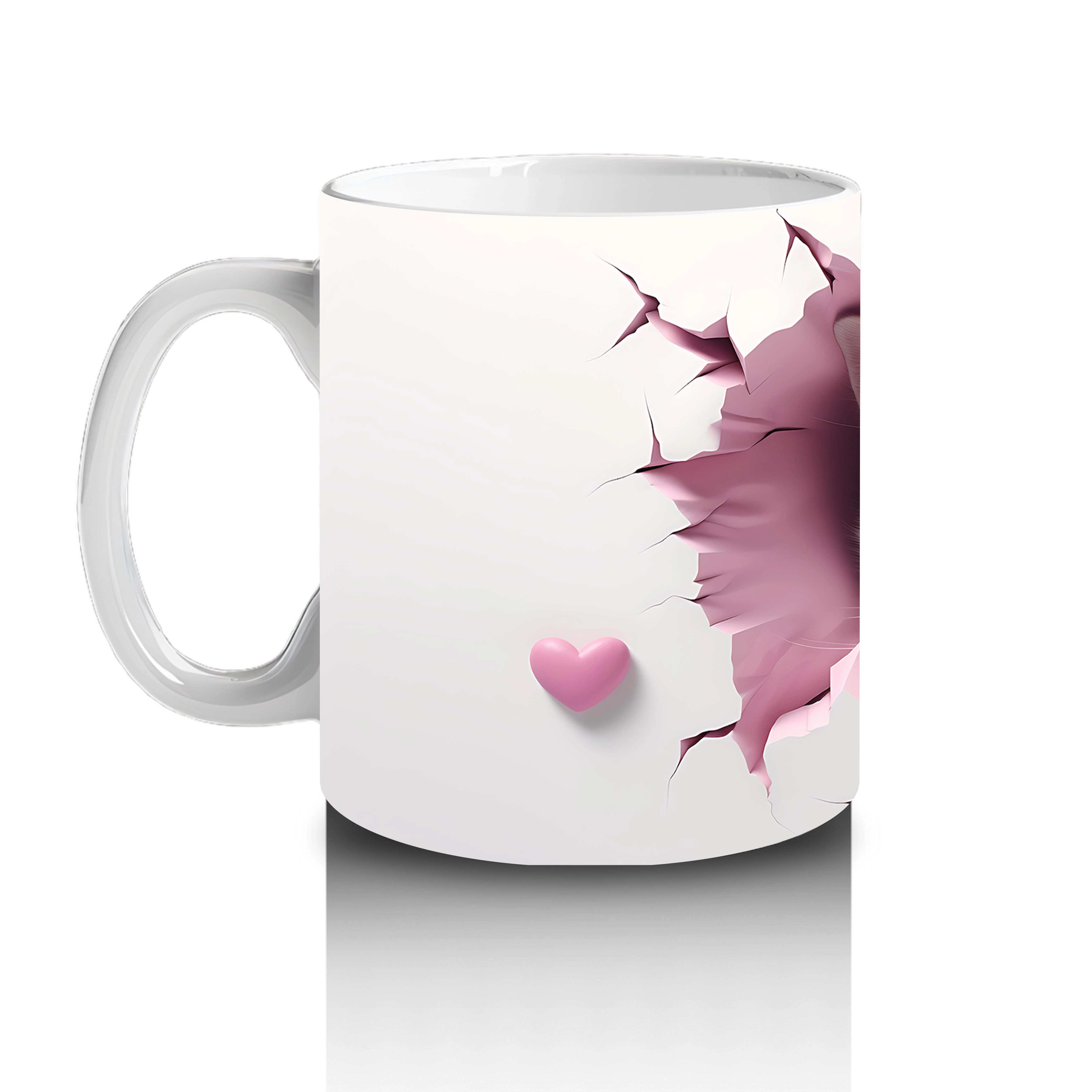 Çatlak Duvar Arasından Bakan Gri Kedi – Baskılı Kahve Kupası - 2