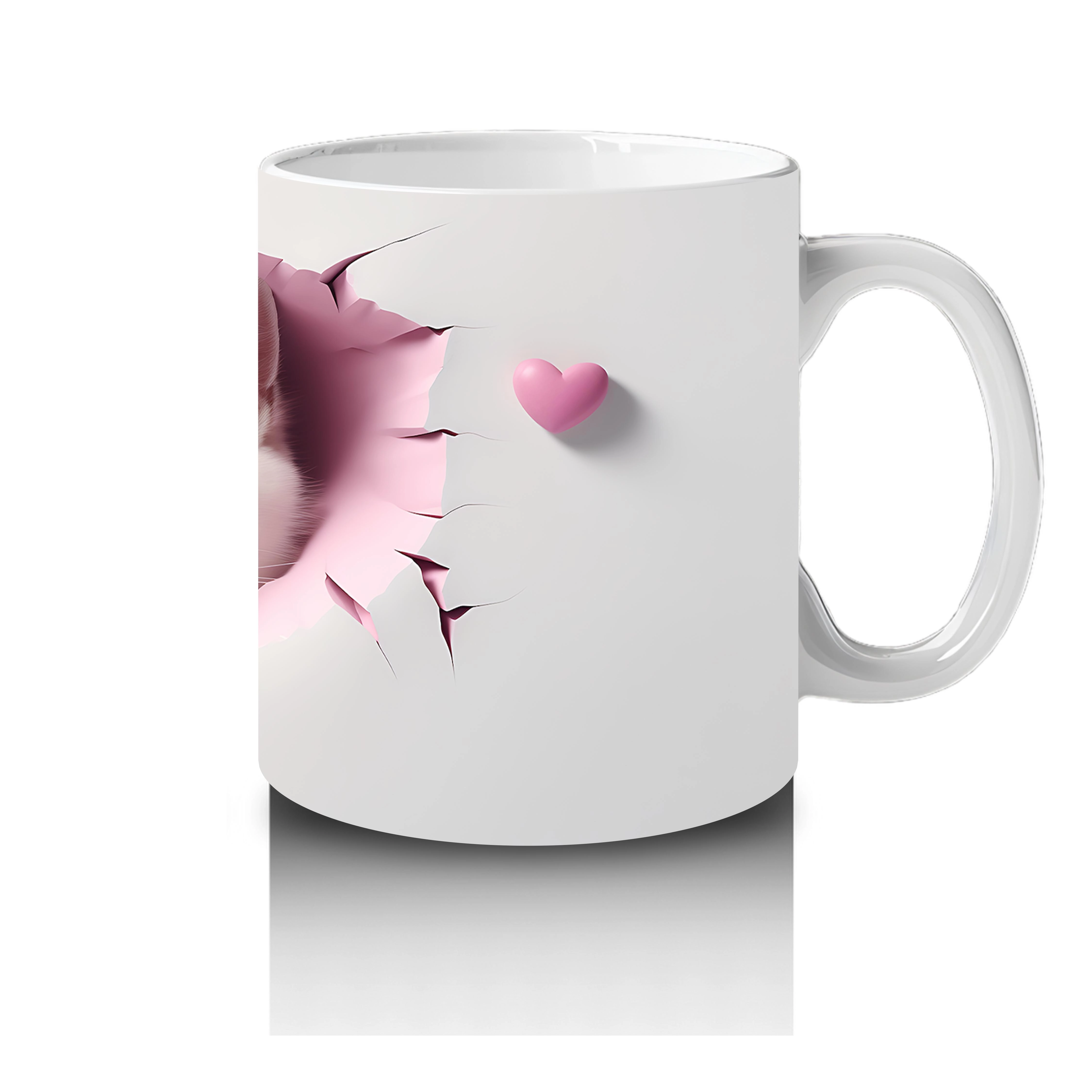 Çatlak Duvar Arasından Bakan Gri Kedi – Baskılı Kahve Kupası - 4