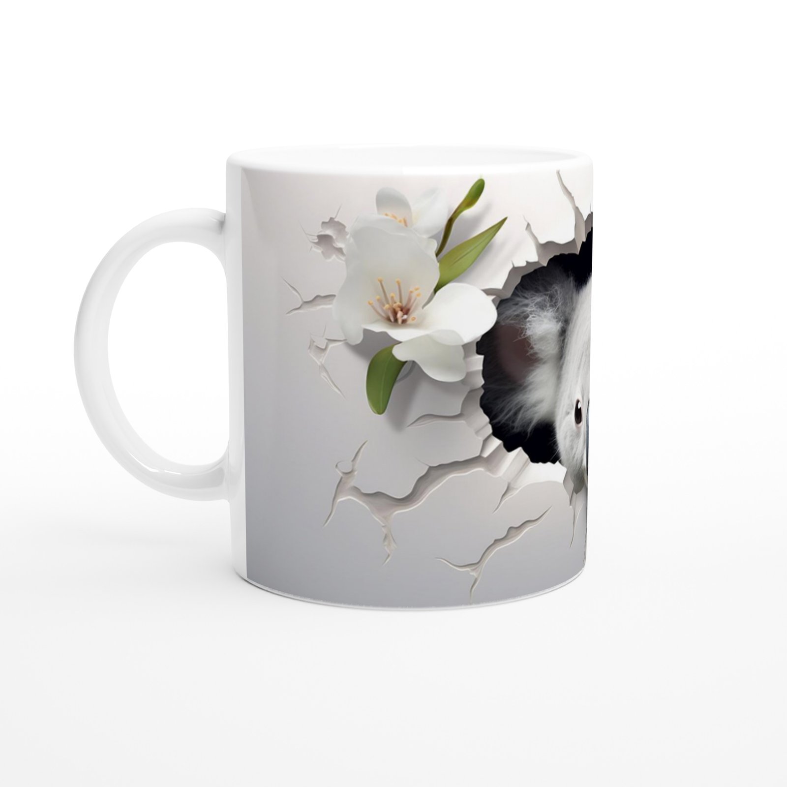 Çatlak Duvar Arasından Bakan Sevimli Koala Temalı Baskılı Kupa Bardak - 2