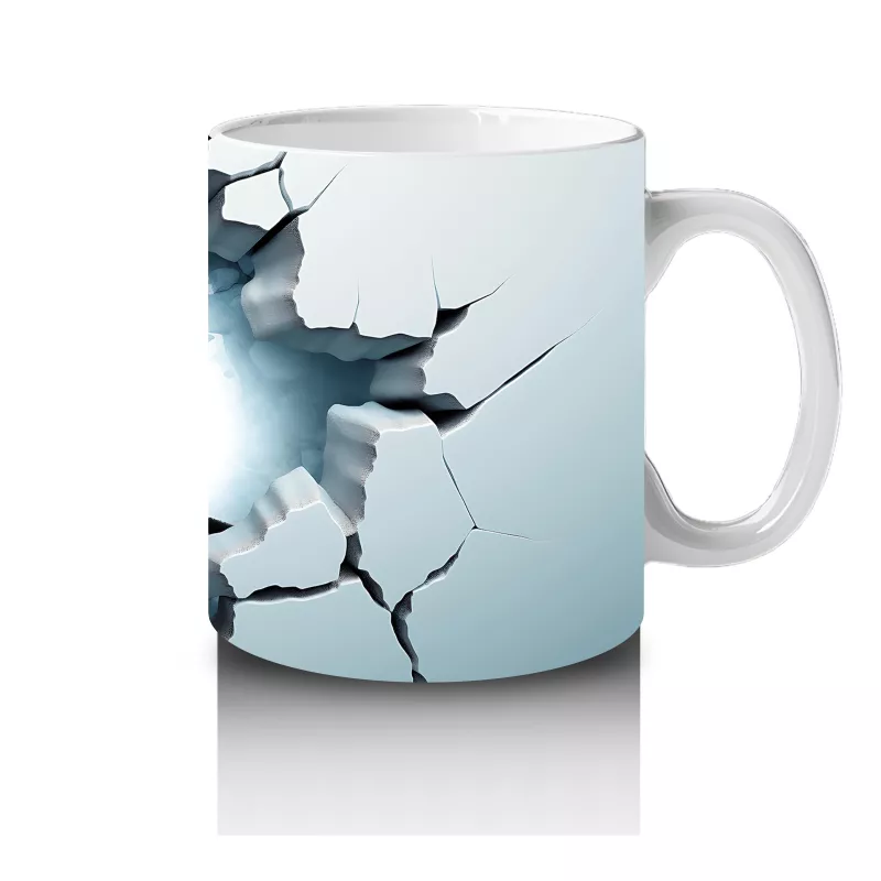 Çatlak Duvar Arasından Bakan Tatlı Penguen – Baskılı Kahve Kupası - 4