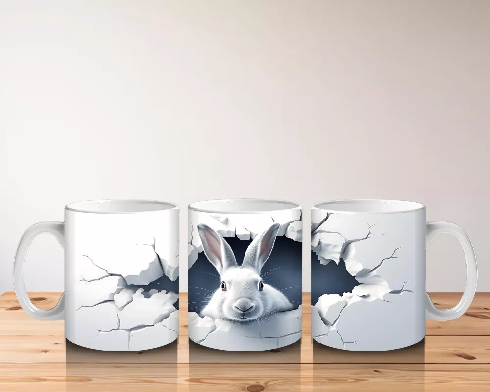 Çatlak Duvar Arasından Bakan Tavşan – Baskılı Kahve Kupası - 5