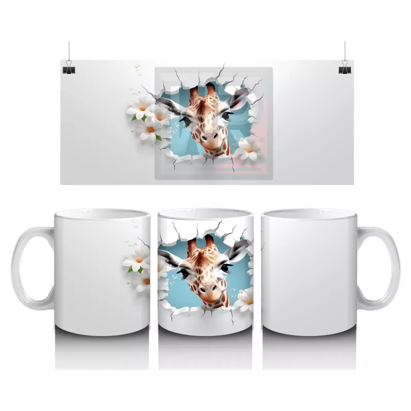 Çatlak Duvarda Beliren Boynuzlu Sevimli Ceylan – Baskılı Kahve Kupası