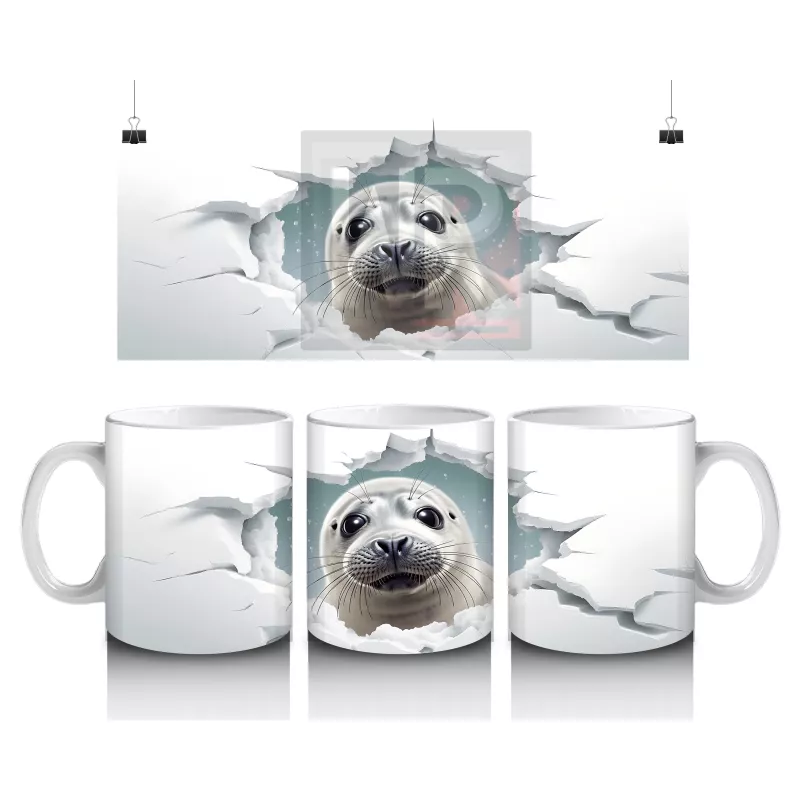 Çatlak Duvarda Gözlük Takmış Neşeli Su Samuru – Baskılı Kahve Kupası