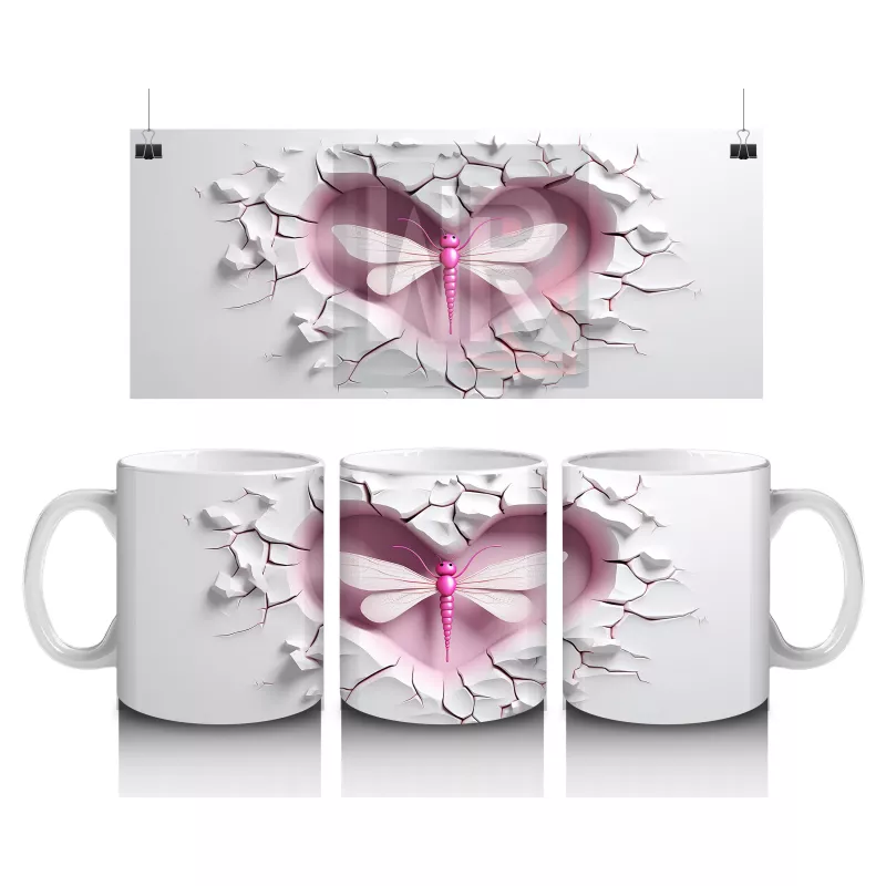 Çatlak Duvarda Parlayan Pembe Yusufçuk – Baskılı Kahve Kupası