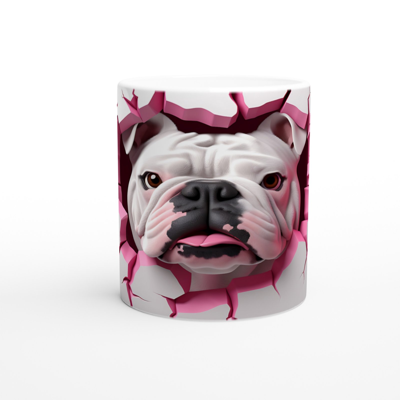 Çatlak Duvardan Bakan Bulldog Temalı Baskılı Kupa Bardak