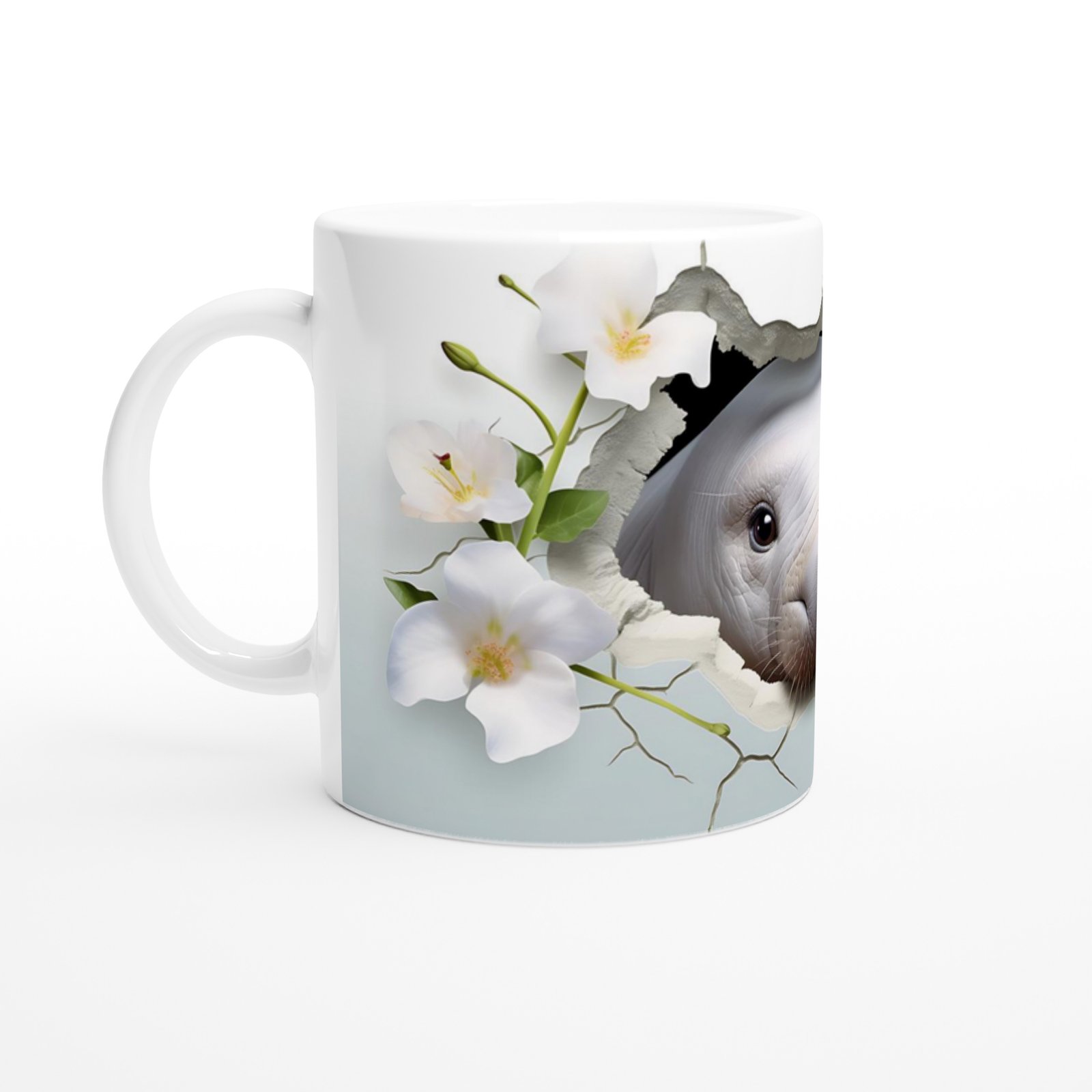 Çatlak Duvardan Bakan Deniz İneği Temalı Baskılı Kupa Bardak - 2