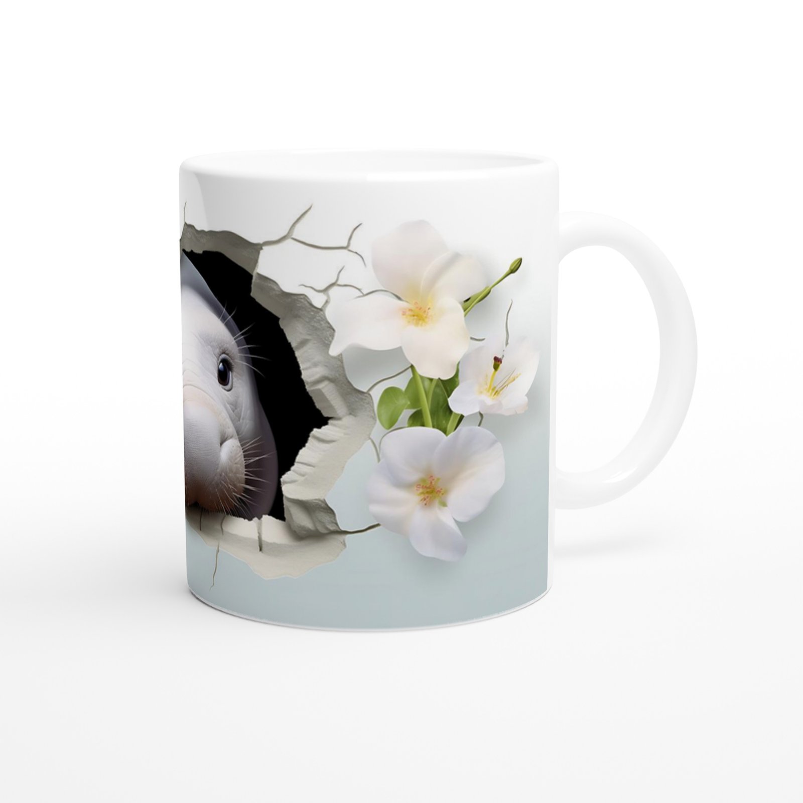 Çatlak Duvardan Bakan Deniz İneği Temalı Baskılı Kupa Bardak - 3