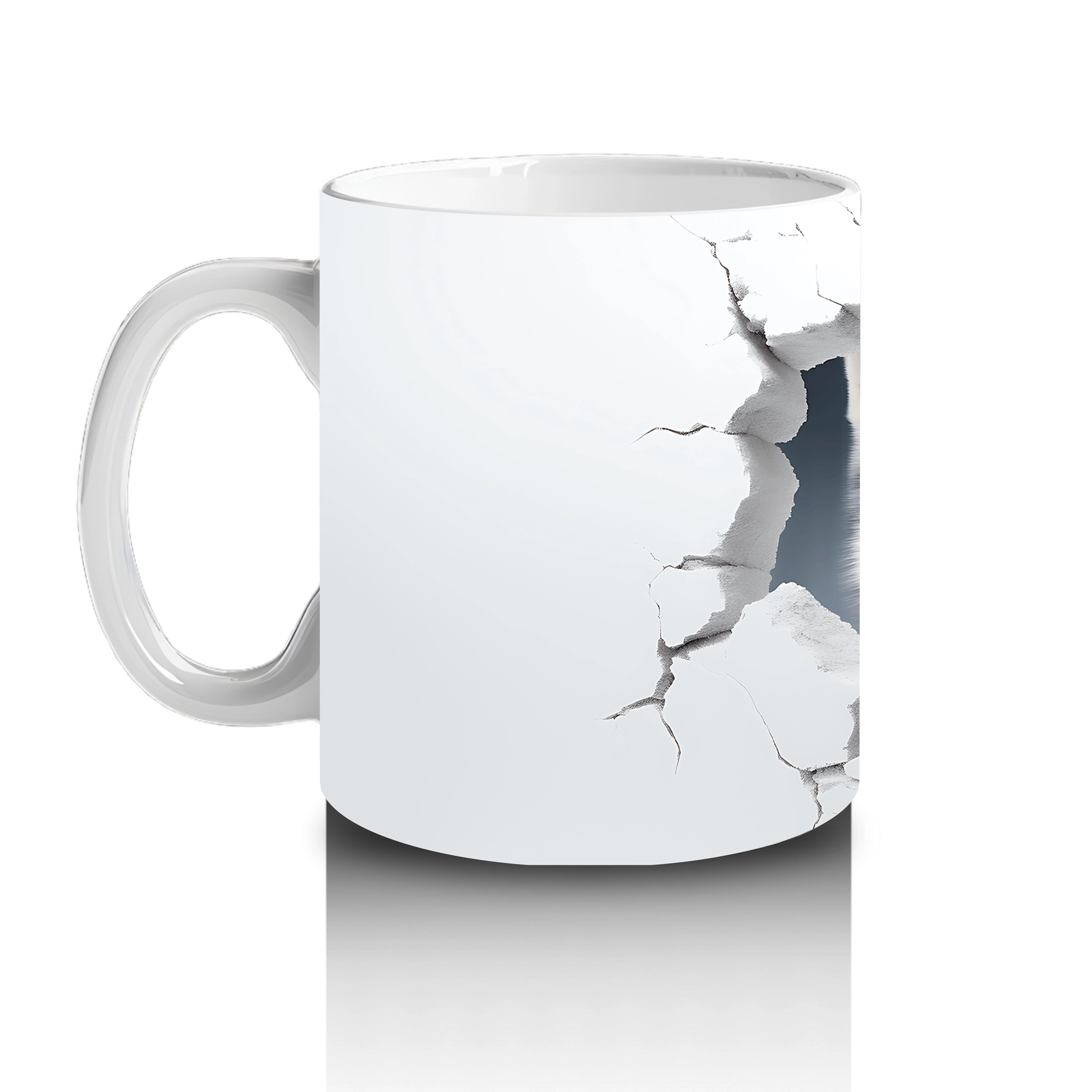 Çatlak Duvardan Bakan Gri Kurt – Baskılı Kahve Kupası - 2