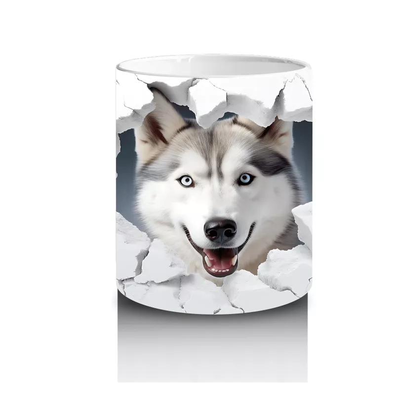 Çatlak Duvardan Bakan Gri Kurt – Baskılı Kahve Kupası - 3