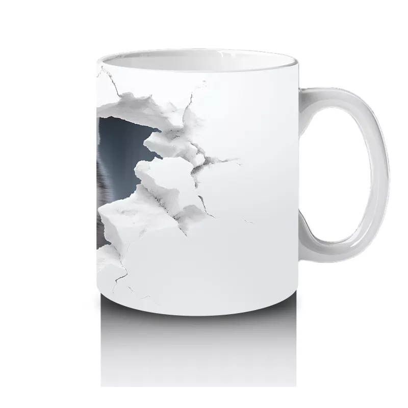 Çatlak Duvardan Bakan Gri Kurt – Baskılı Kahve Kupası - 4