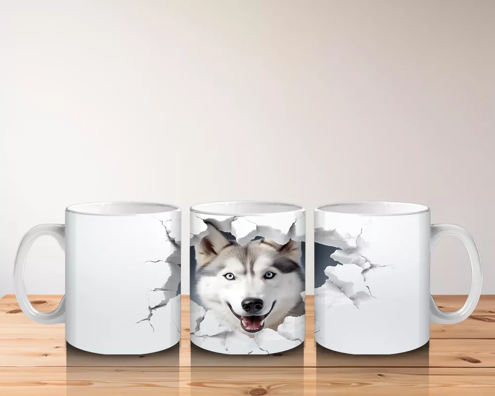 Çatlak Duvardan Bakan Gri Kurt – Baskılı Kahve Kupası - 5