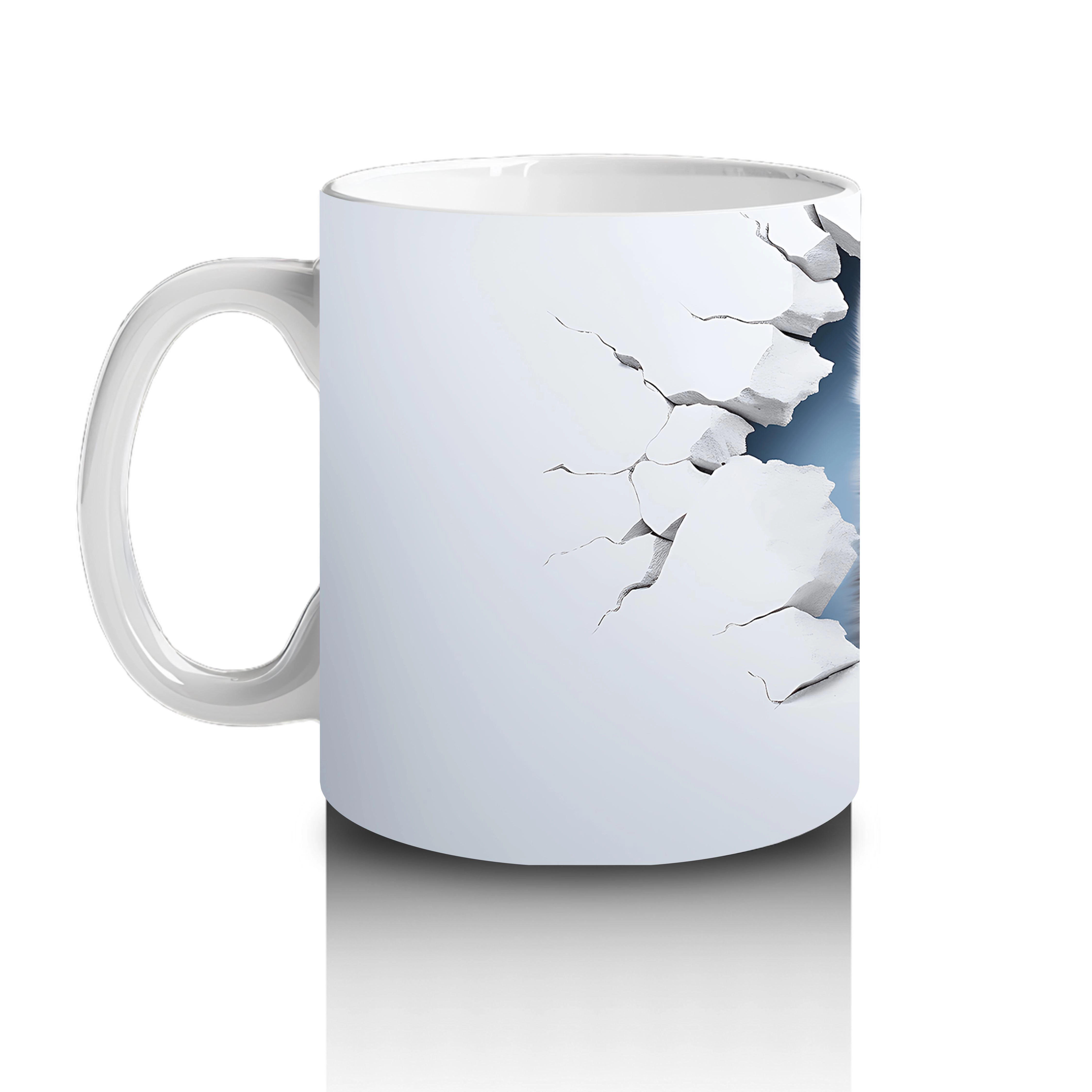 Çatlak Duvardan Bakan Gri Kurt – Baskılı Kahve Kupası - 2