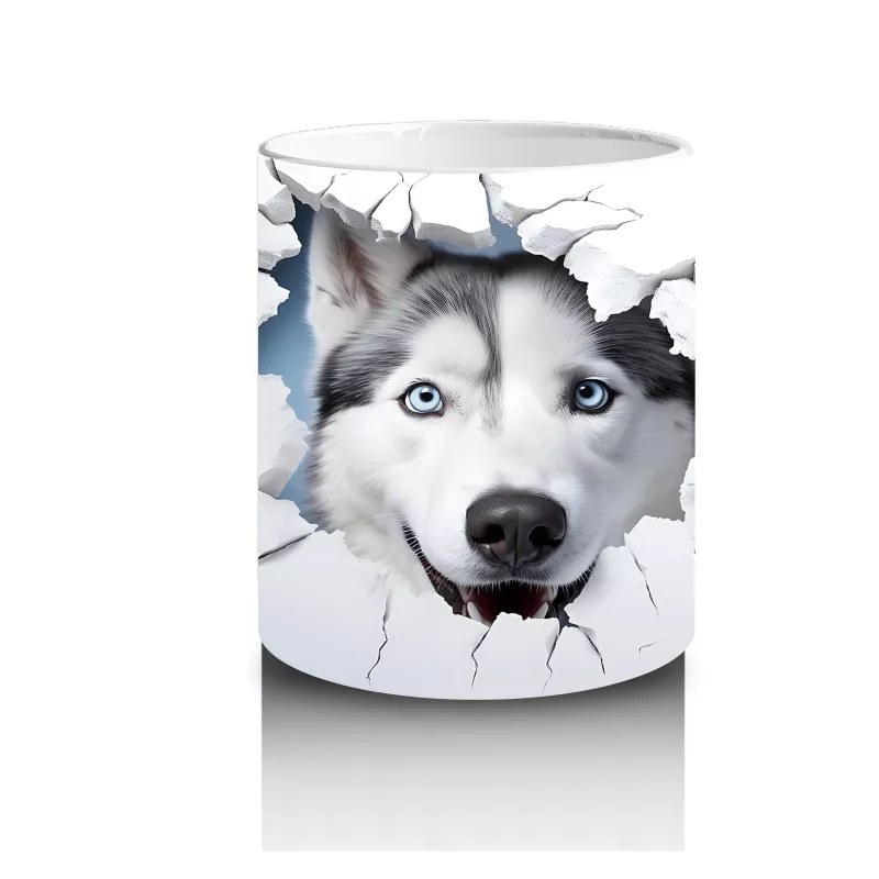 Çatlak Duvardan Bakan Gri Kurt – Baskılı Kahve Kupası - 3