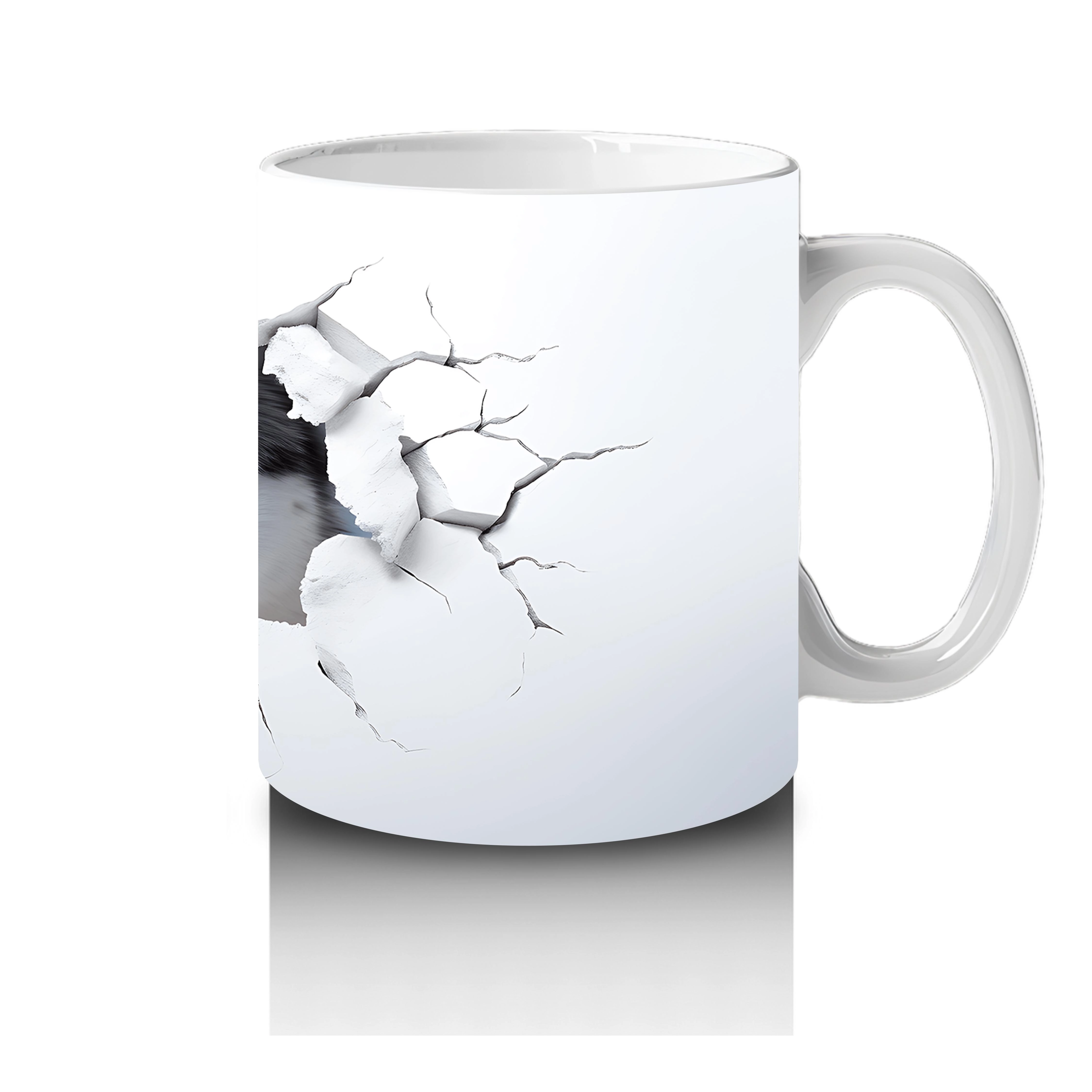 Çatlak Duvardan Bakan Gri Kurt – Baskılı Kahve Kupası - 4