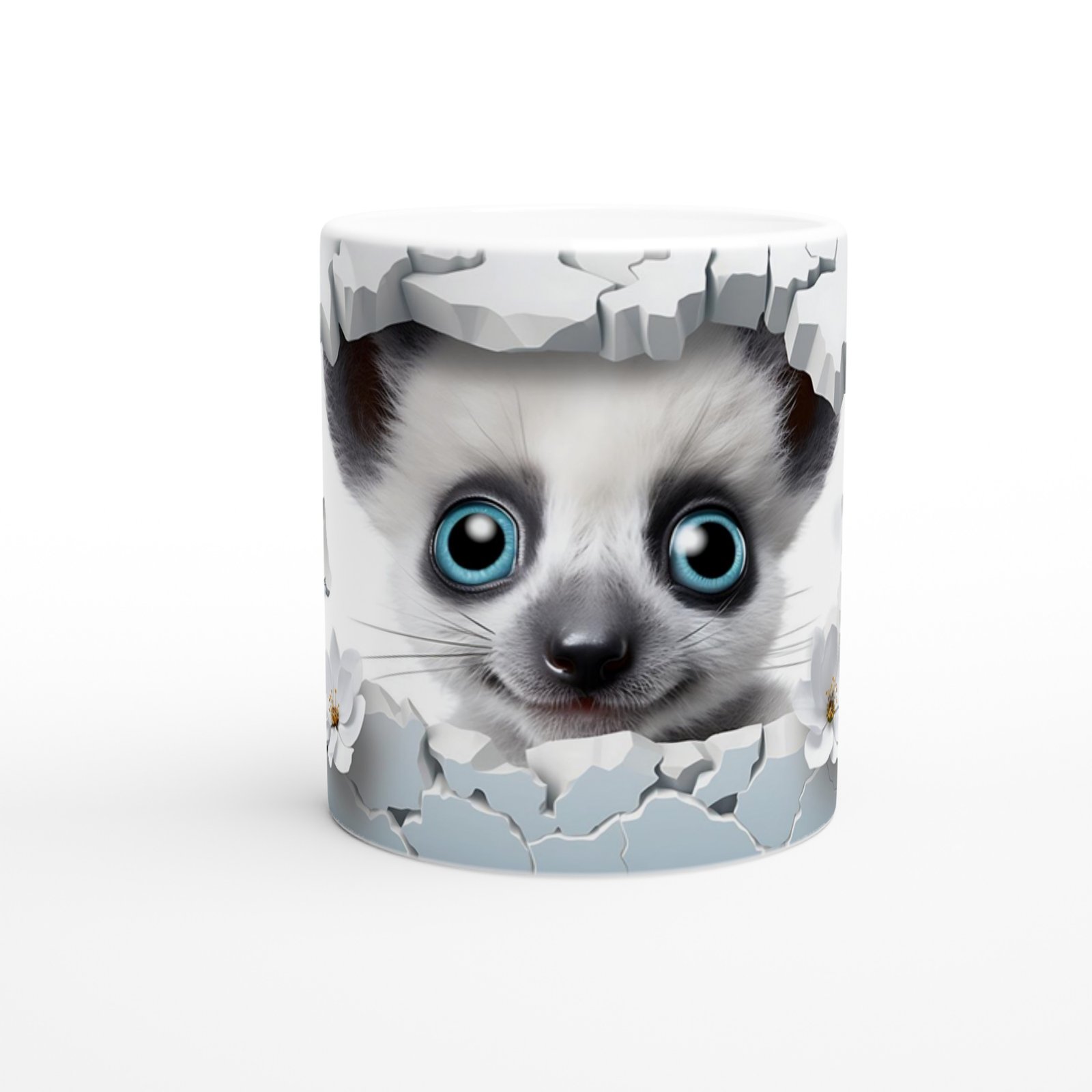 Çatlak Duvardan Bakan Lemur Temalı Baskılı Kupa Bardak