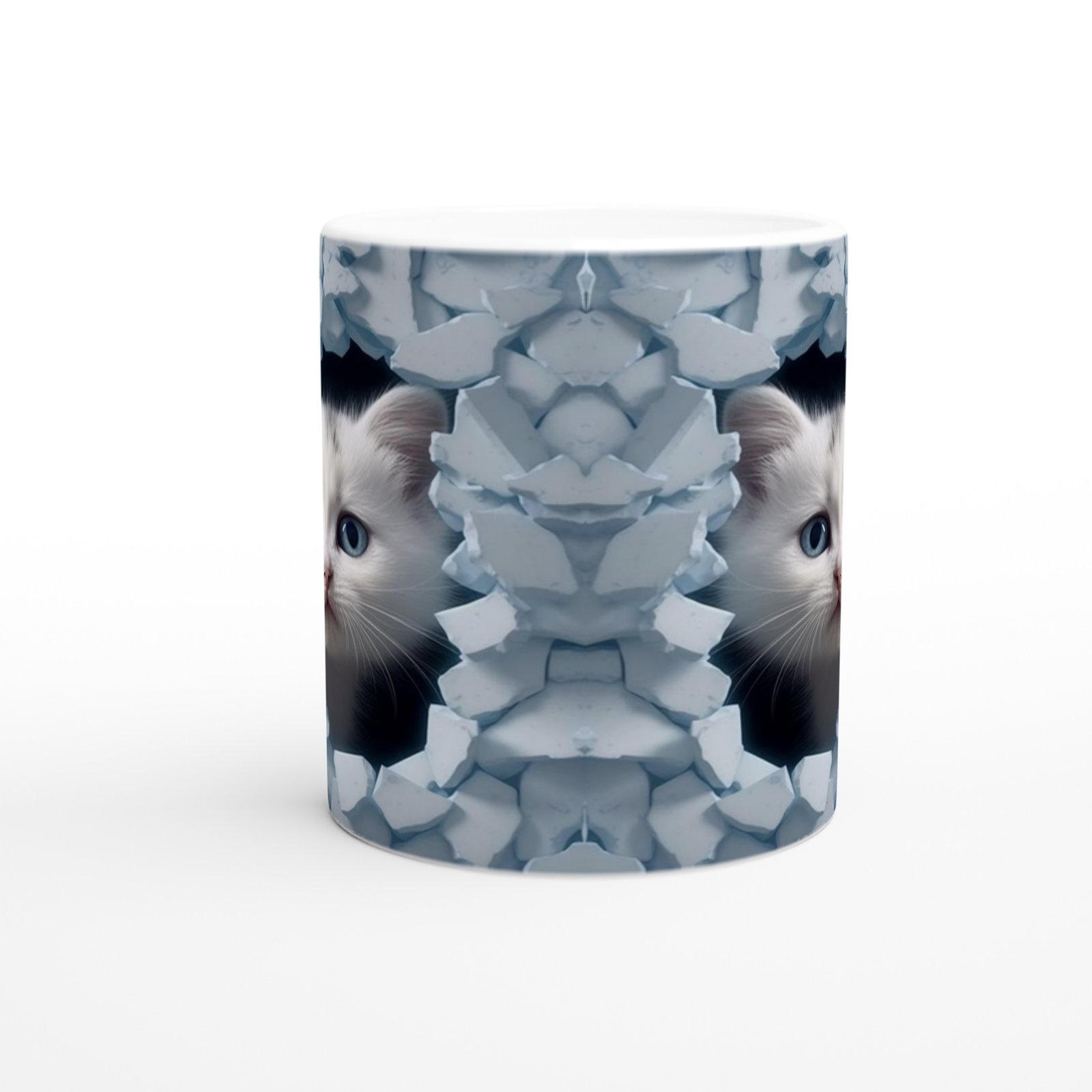 Çatlak Duvardan Bakan Mavi Gözlü Yavru Kediler Temalı Baskılı Kupa Bardak - 3
