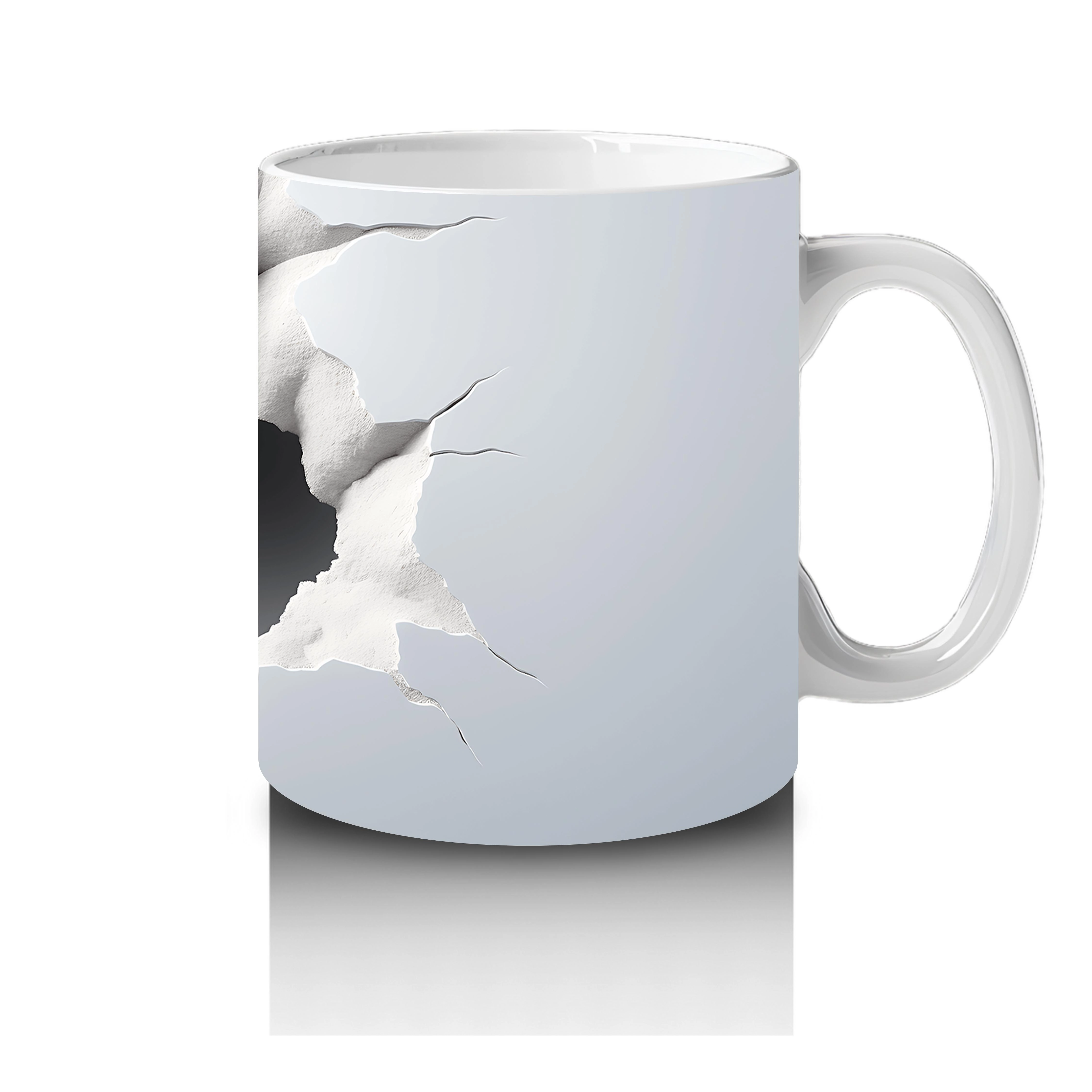 Çatlak Duvardan Bakan Meraklı Penguen – Baskılı Kahve Kupası - 4