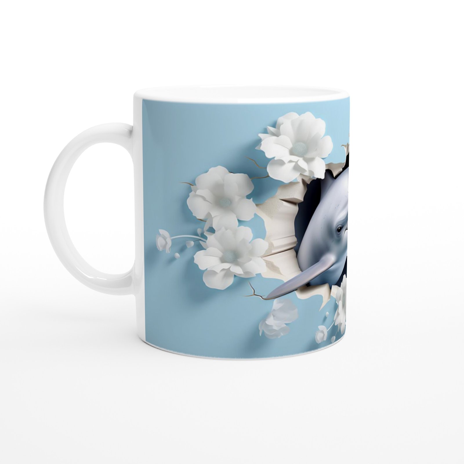 Çatlak Duvardan Bakan Mutlu Yunus Temalı Baskılı Kupa Bardak - 2