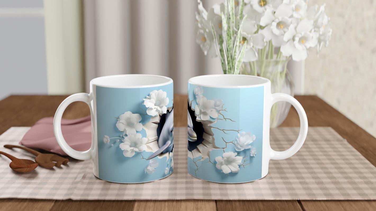 Çatlak Duvardan Bakan Mutlu Yunus Temalı Baskılı Kupa Bardak - 5