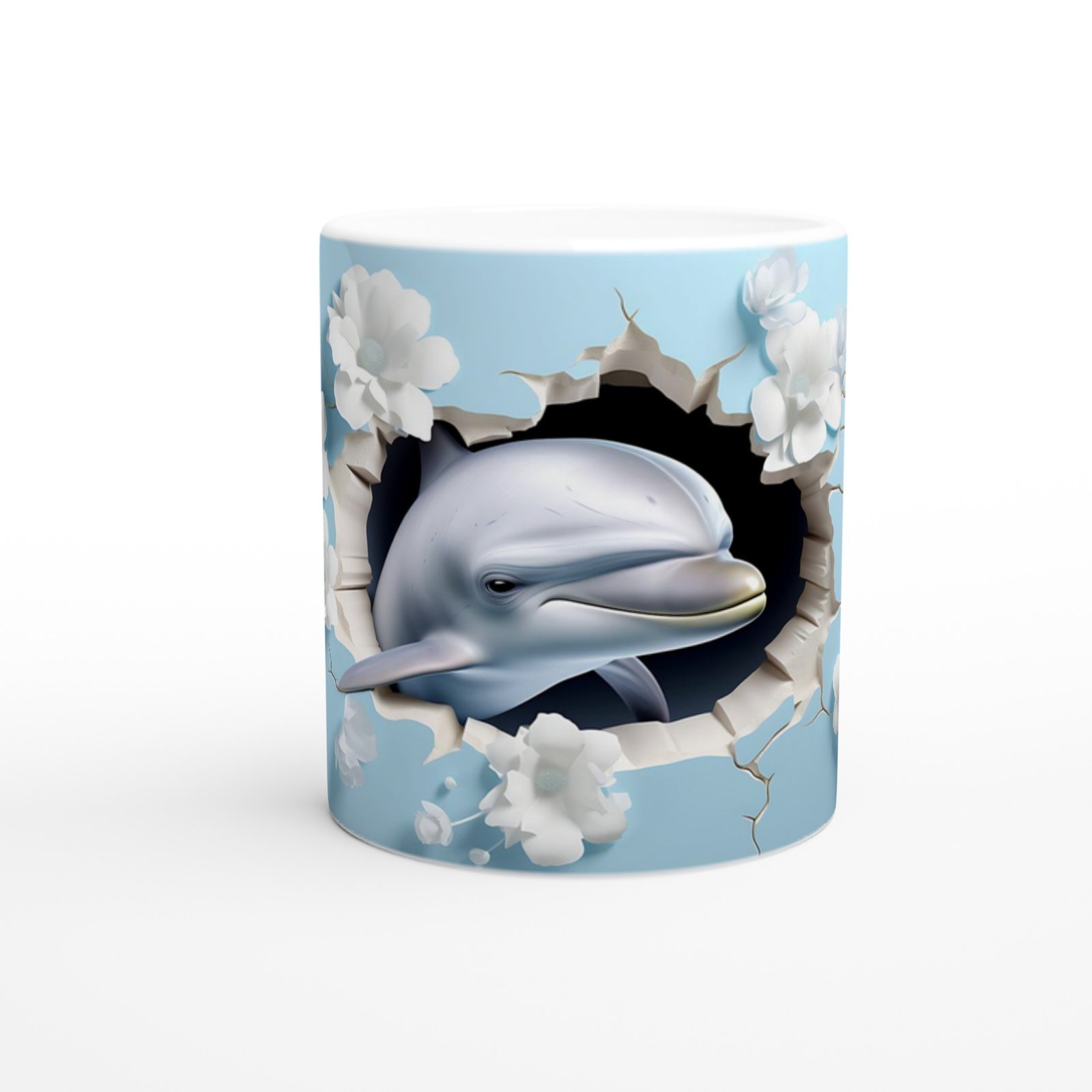 Çatlak Duvardan Bakan Mutlu Yunus Temalı Baskılı Kupa Bardak