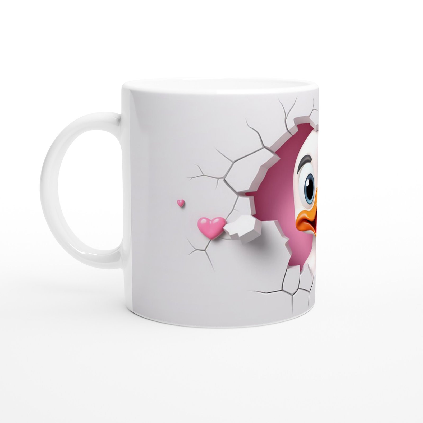 Çatlak Duvardan Bakan Neşeli Ördek Temalı Baskılı Kupa Bardak - 2