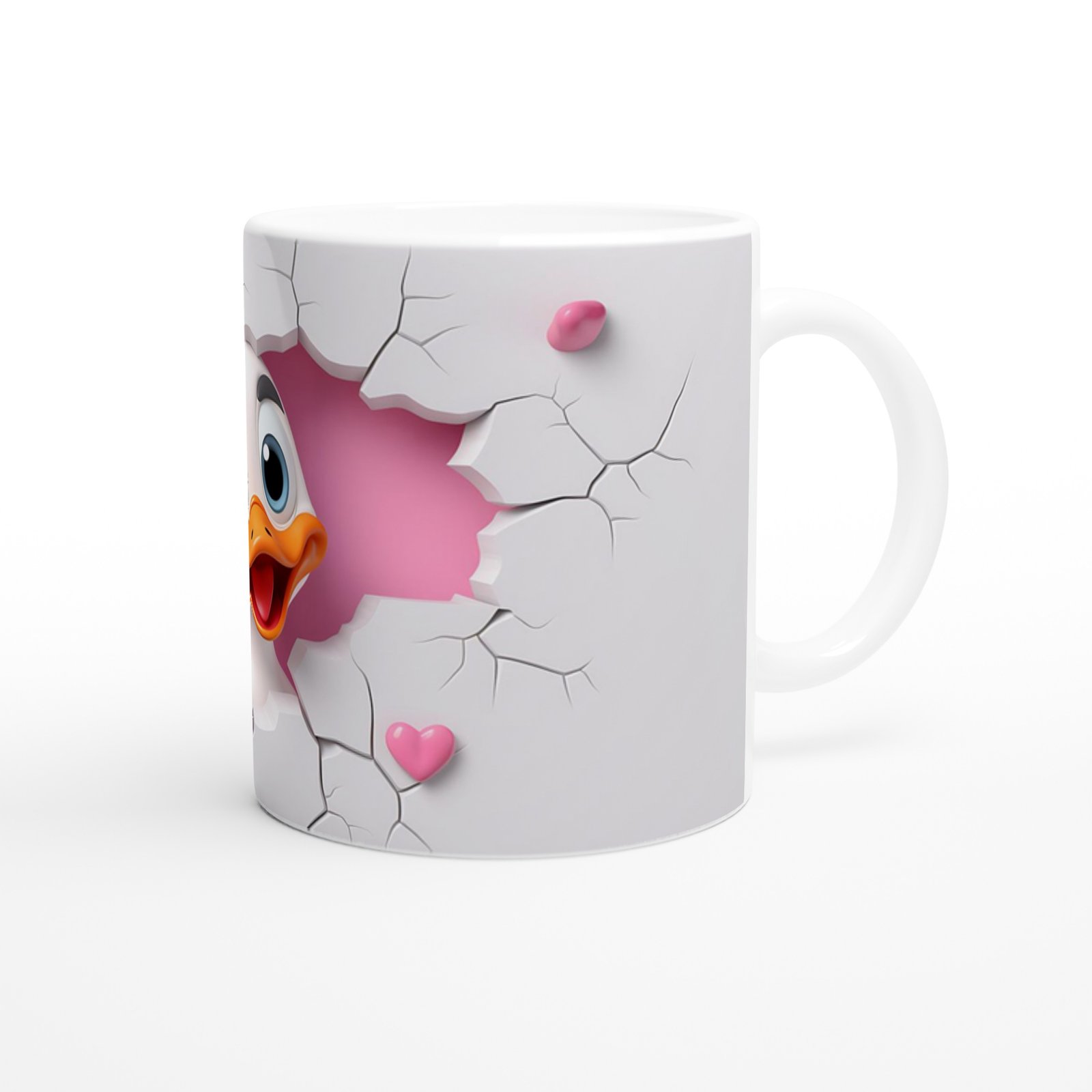 Çatlak Duvardan Bakan Neşeli Ördek Temalı Baskılı Kupa Bardak - 3