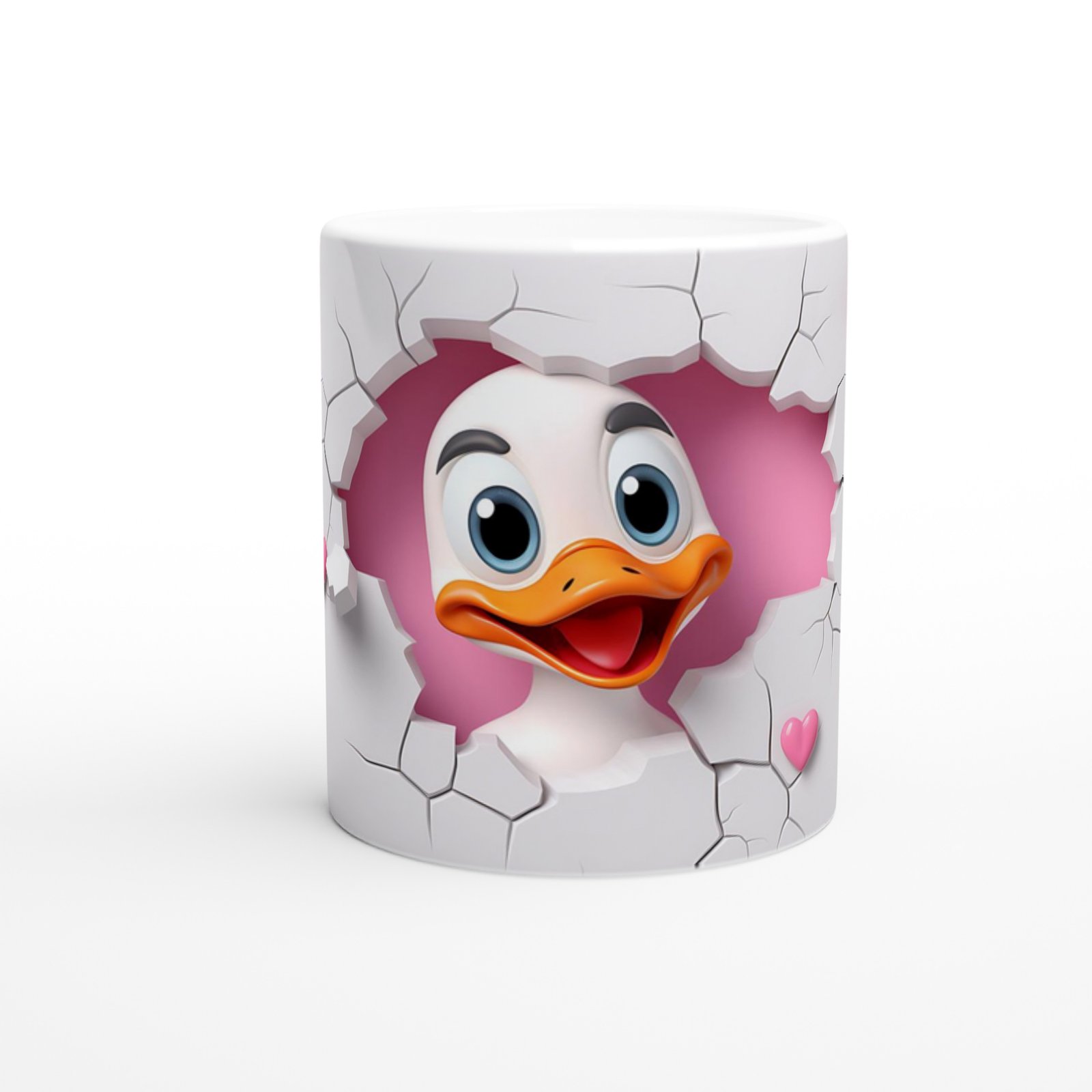 Çatlak Duvardan Bakan Neşeli Ördek Temalı Baskılı Kupa Bardak