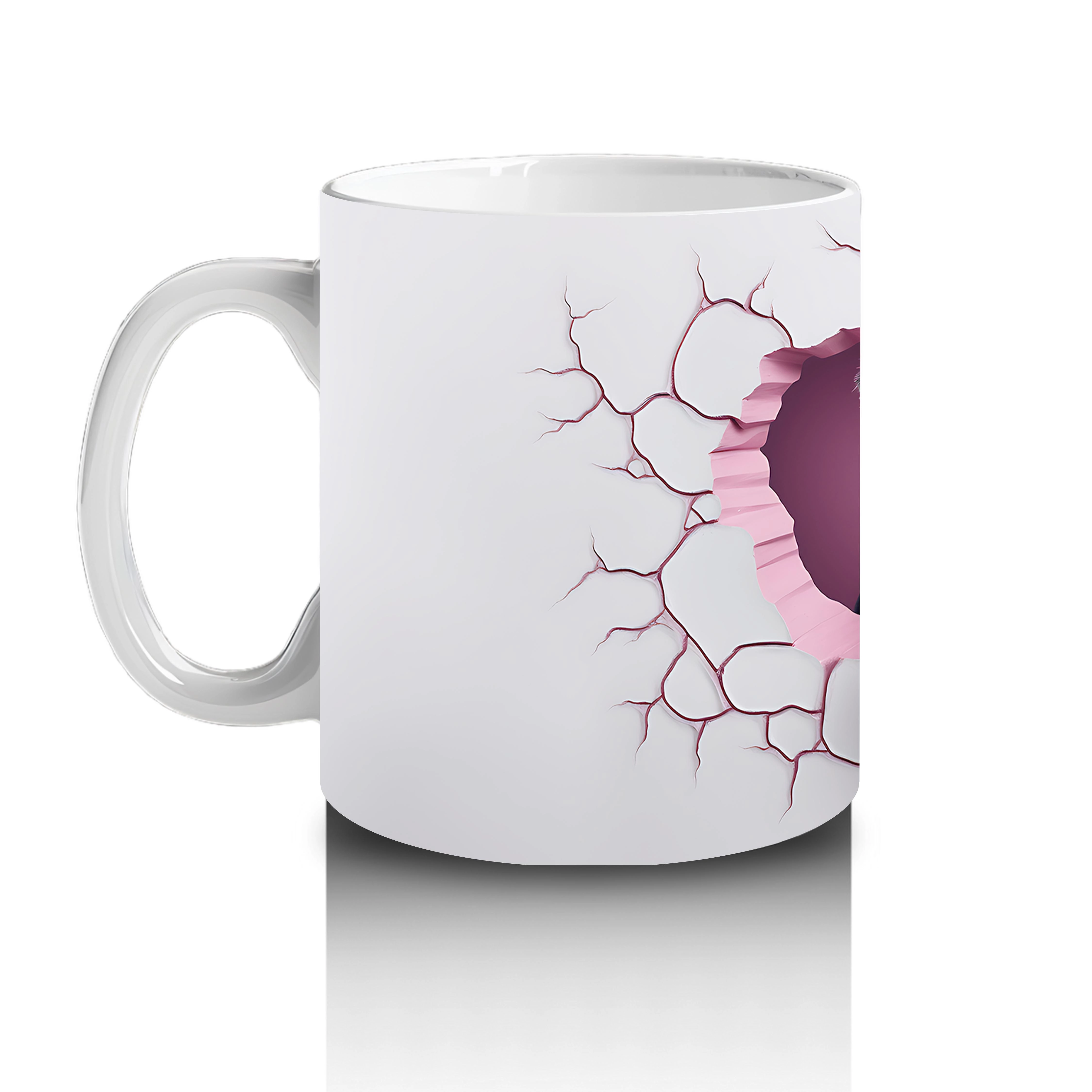 Çatlak Duvardan Bakan Neşeli Schnauzer – Baskılı Kahve Kupası - 2